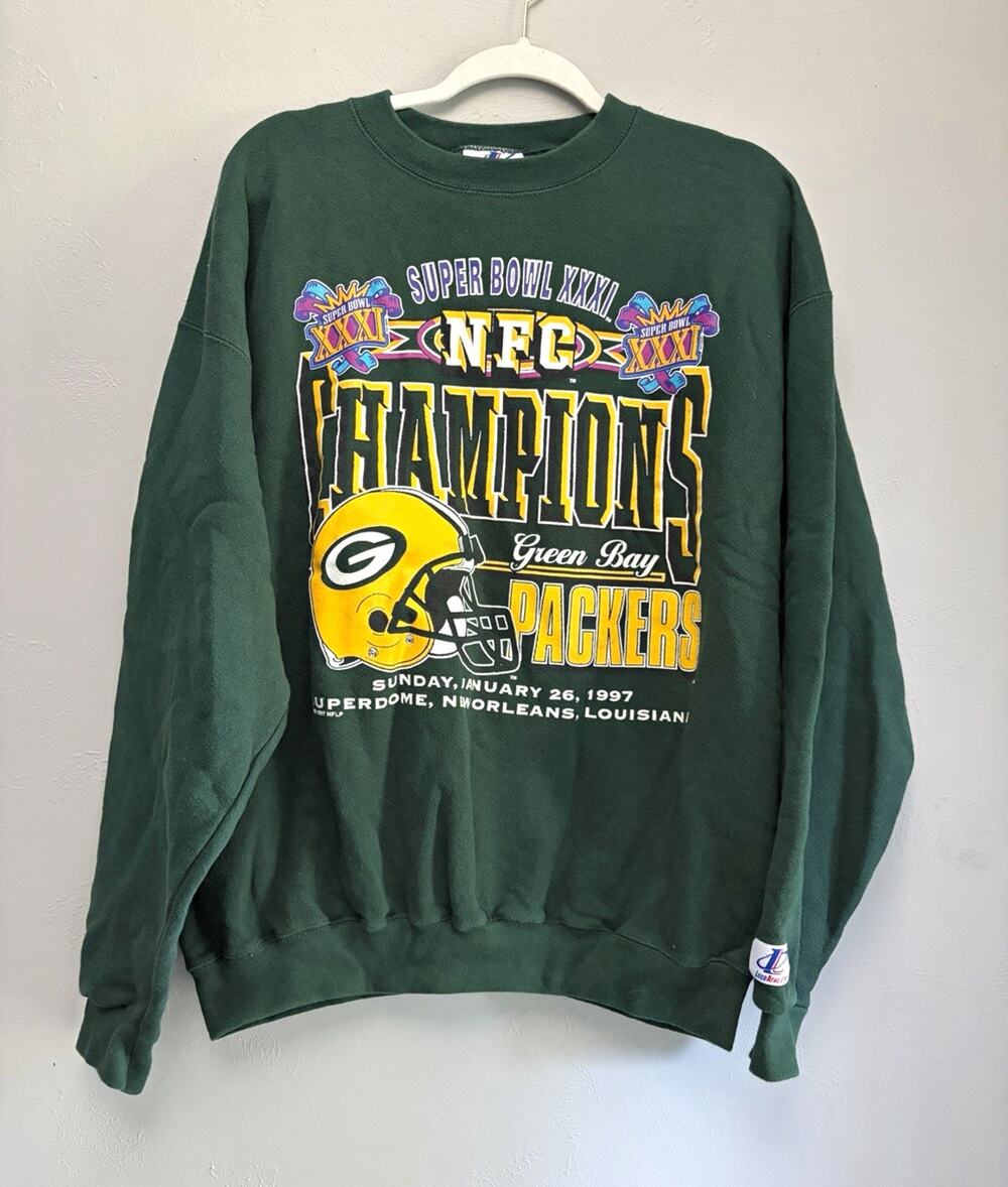 Vintage Logo Athletic GB Packers Super Bowl Champions Sweatshirt Men’s L (0196)